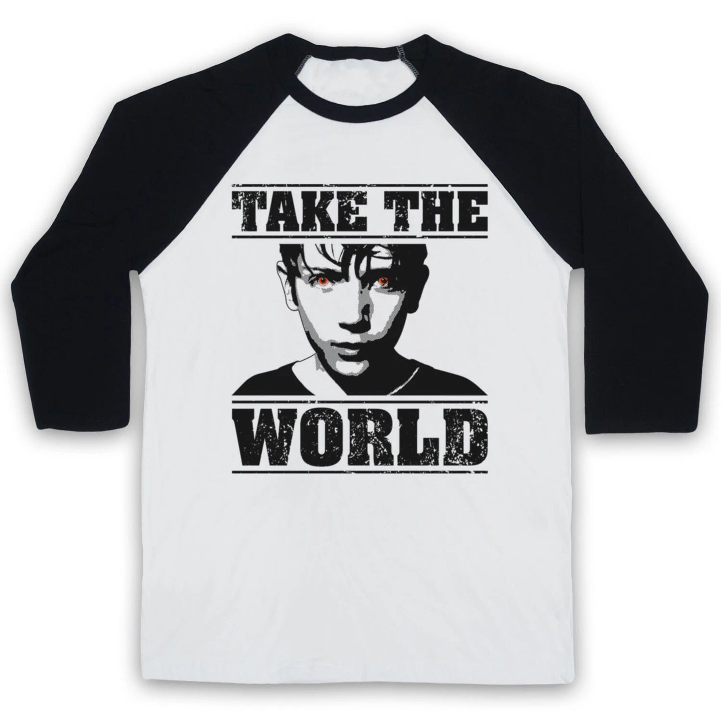 BRIGHTBURN TAKE THE WORLD BRANDON SUPERHERO HORROR FILM 3/4 SLEEVE BASEBALL TEE