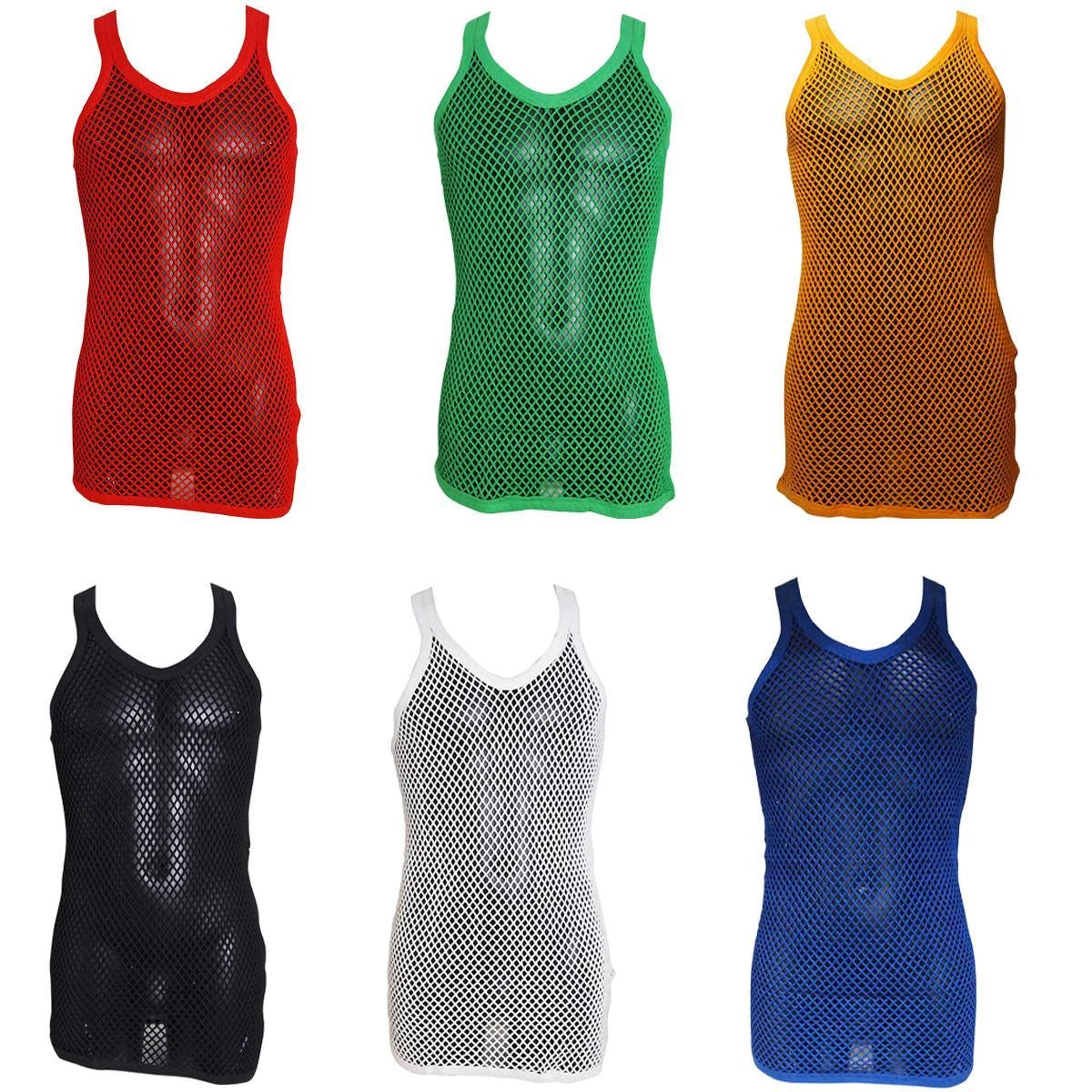 MENS STRING MESH VEST 100% COTTON MESH FISH NET FITTED STRING VEST SIZE 4XL,5XL