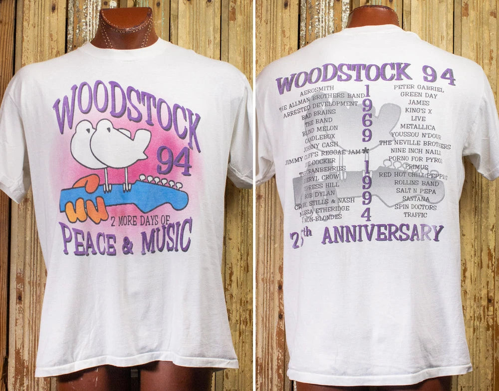 Vintage Woodstock '94 Concert T Shirt 1994 White