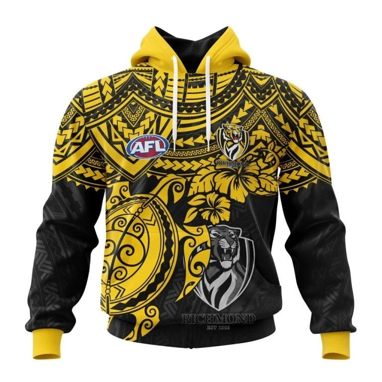 Richmond Tigers Custom Name Number Polynesian Concept Pullover Hoodie