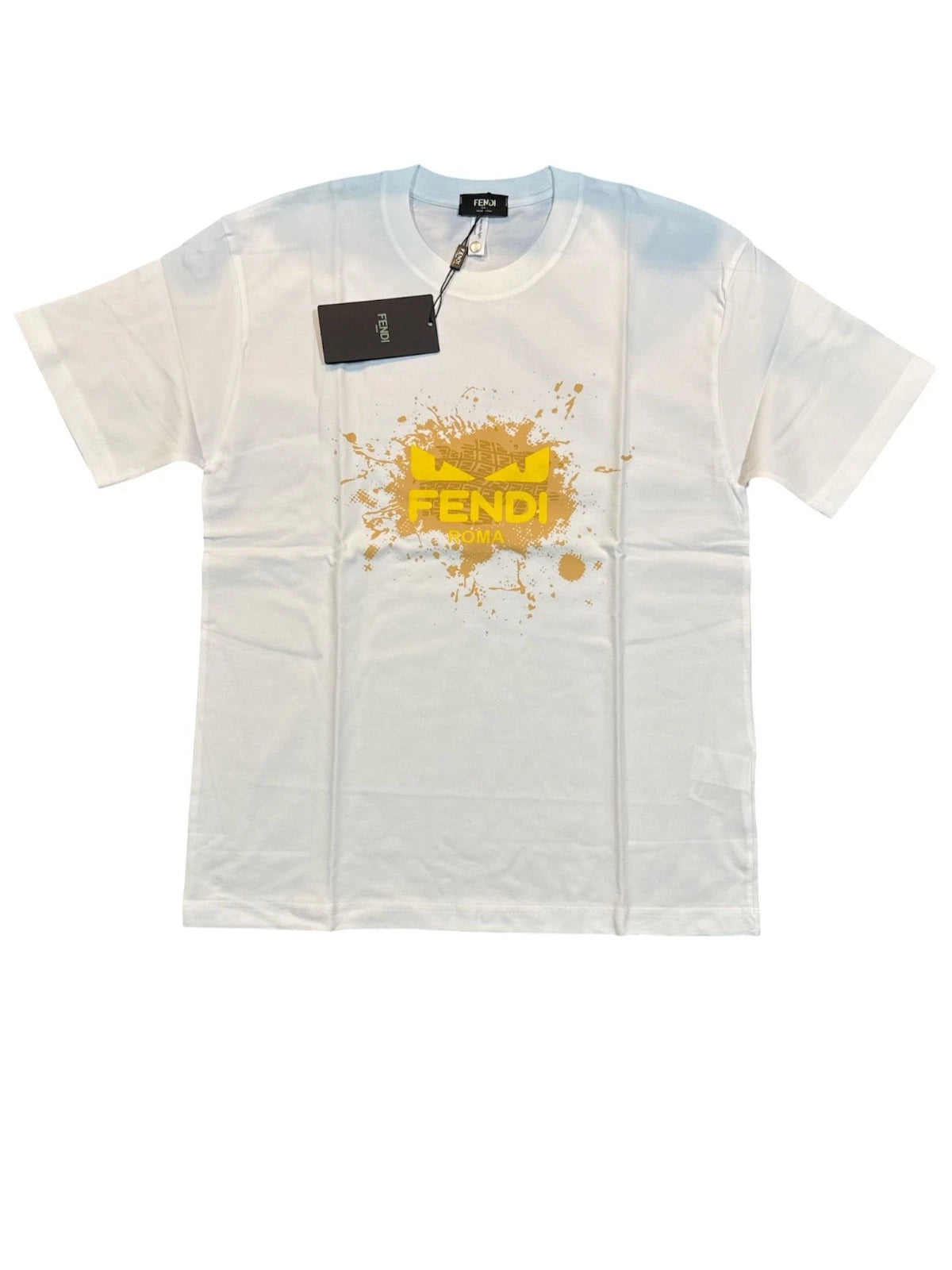 Fendi Style White Graphic Unisex T-Shirt Cotton Short Sleeve Tee New XL