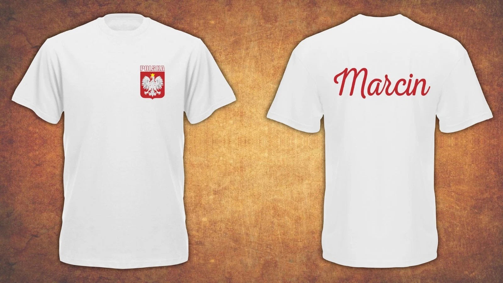Personalised Polska  Poland Kibic Name on the Back Mens T-shirt White