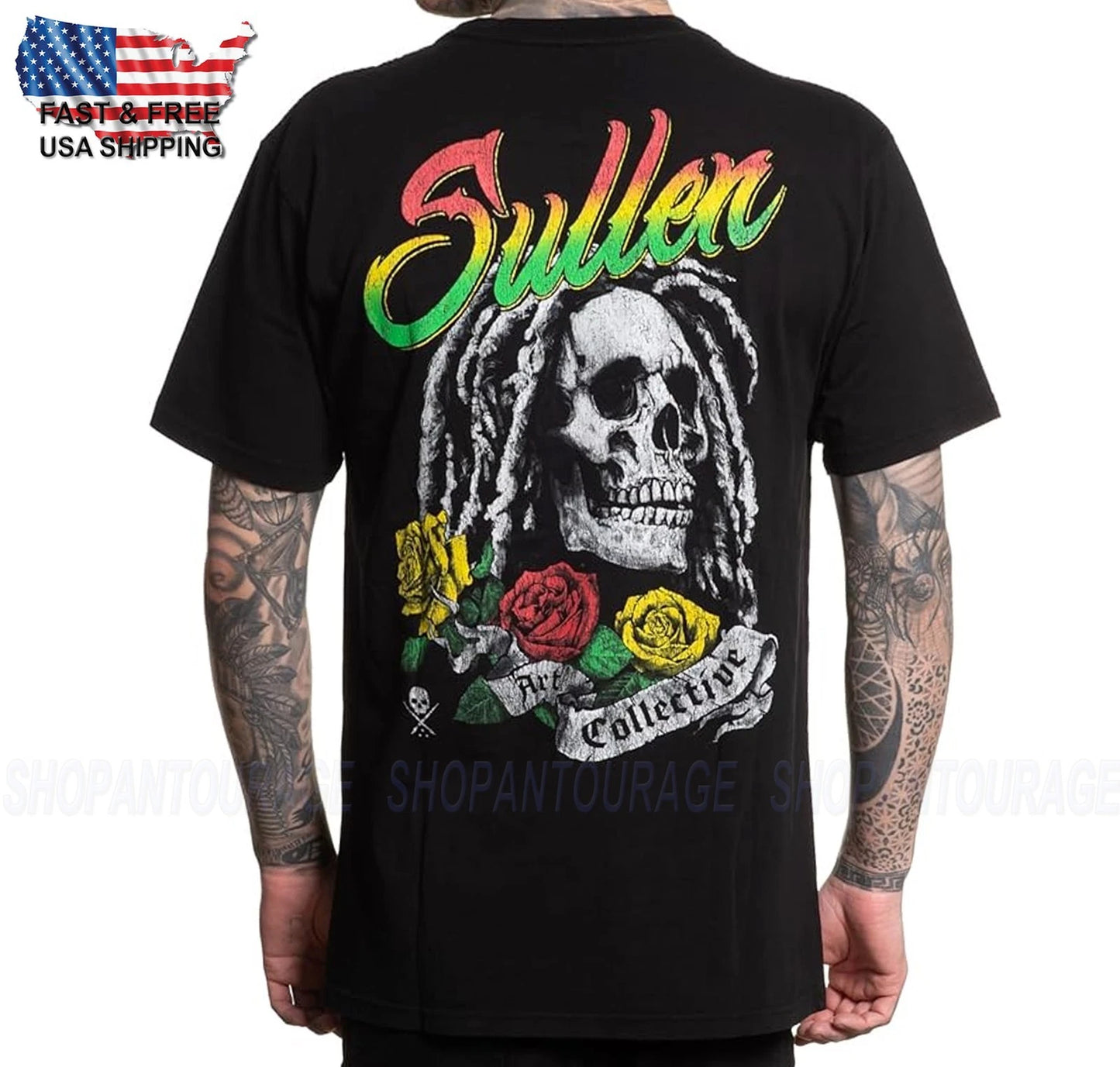 Sullen Art Collective Rasta Skull Premium SCM7396 T-Shirt for Men