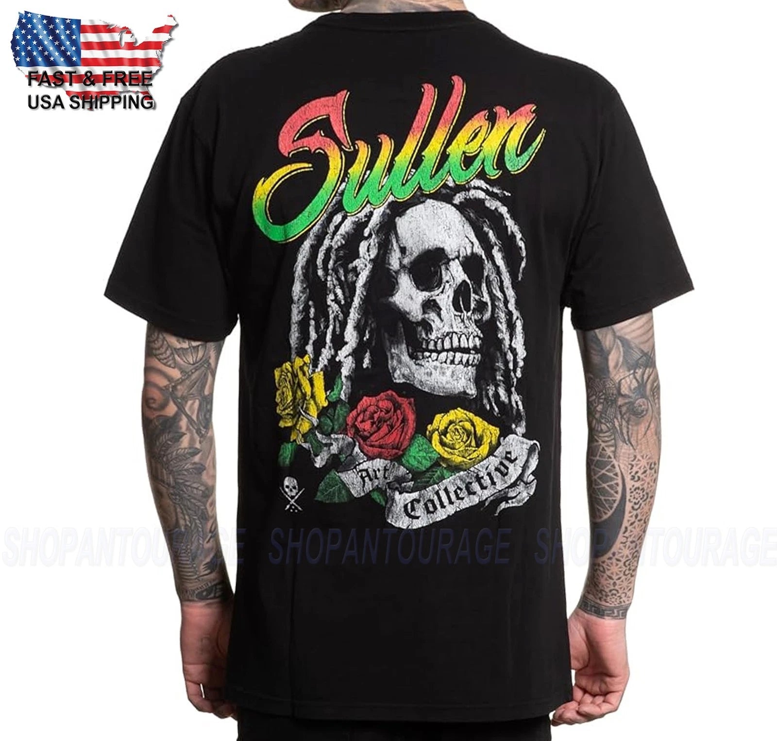 Sullen Art Collective Rasta Skull Premium SCM7396 T-Shirt for Men