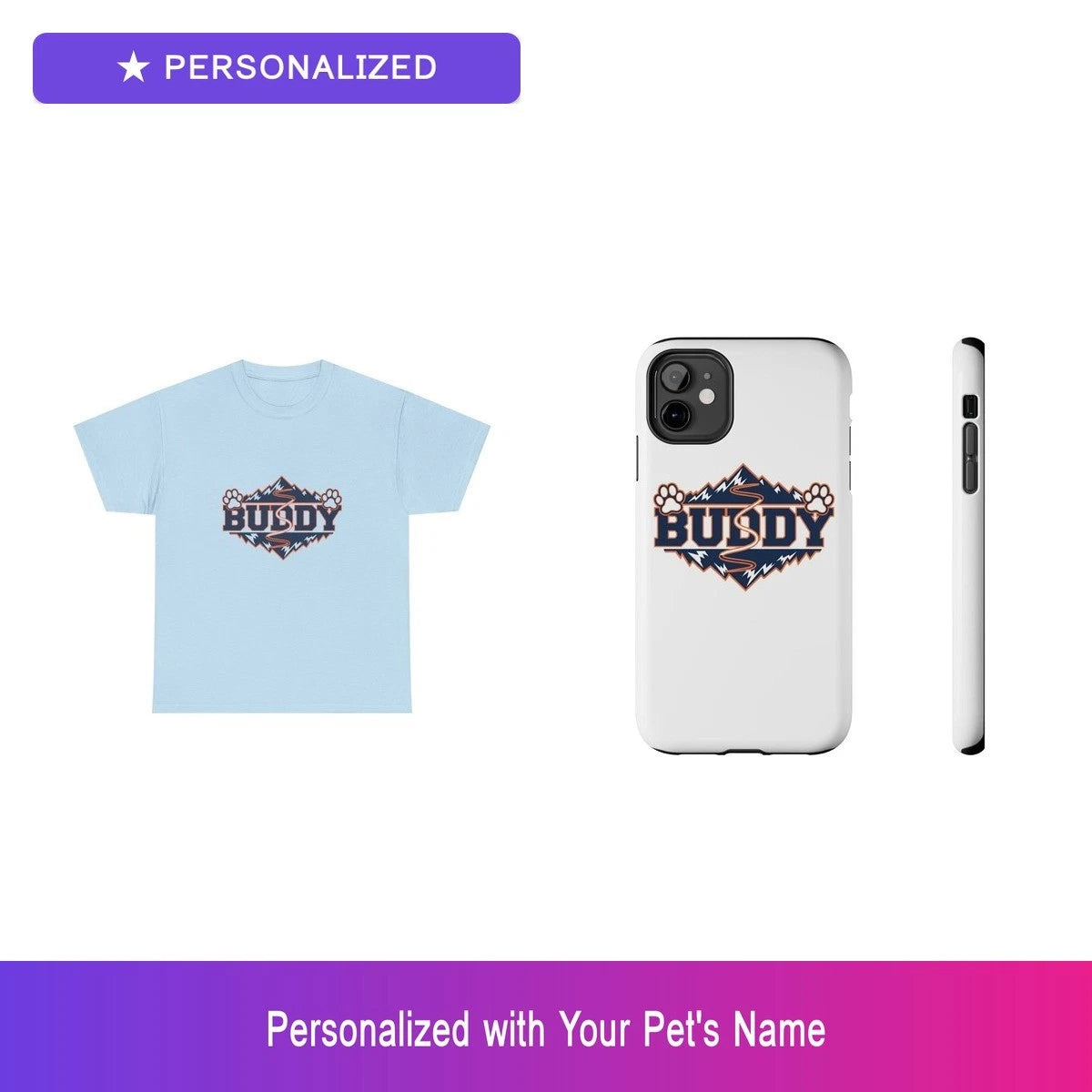 Custom Beagle Paw Print Gift Set Shirt Phone Case Personalized Pet Name Bundle