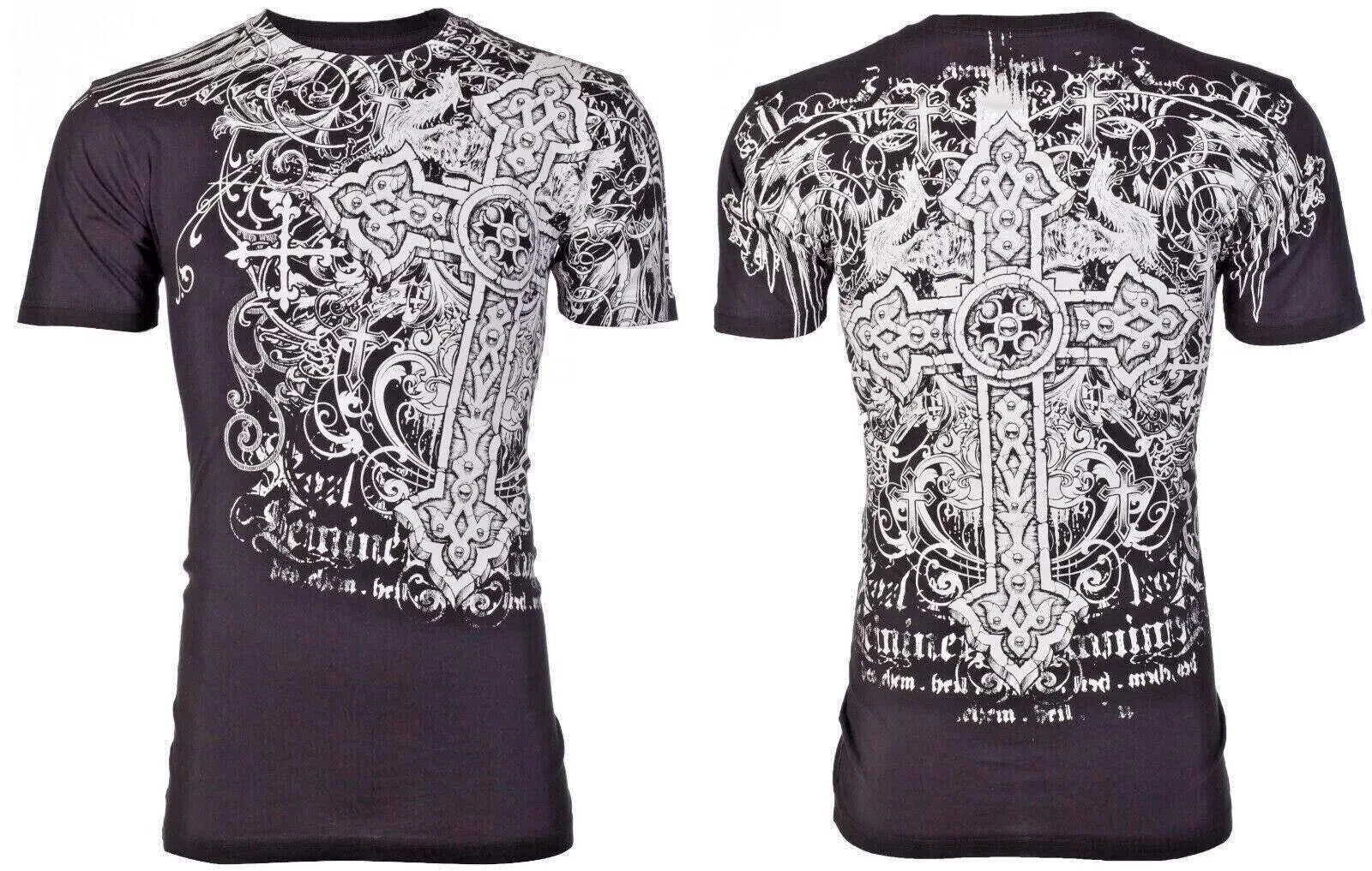 ARCHAIC by AFFLICTION Black SUDDEN IMPACT Short Sleeve Y2K MMA Elite T-shirt NWT