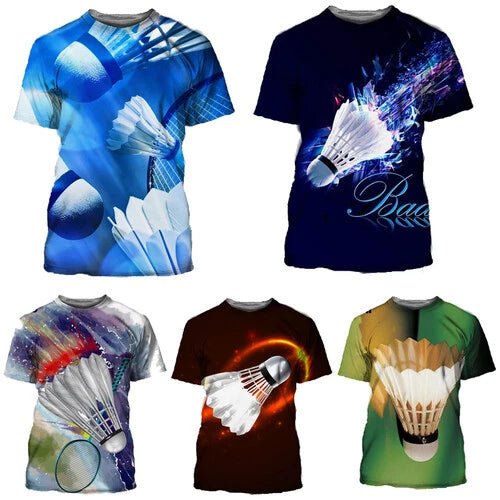 Cool Funny Sports Badminton 3D printed T-shirt men's women fashion Casual Tops