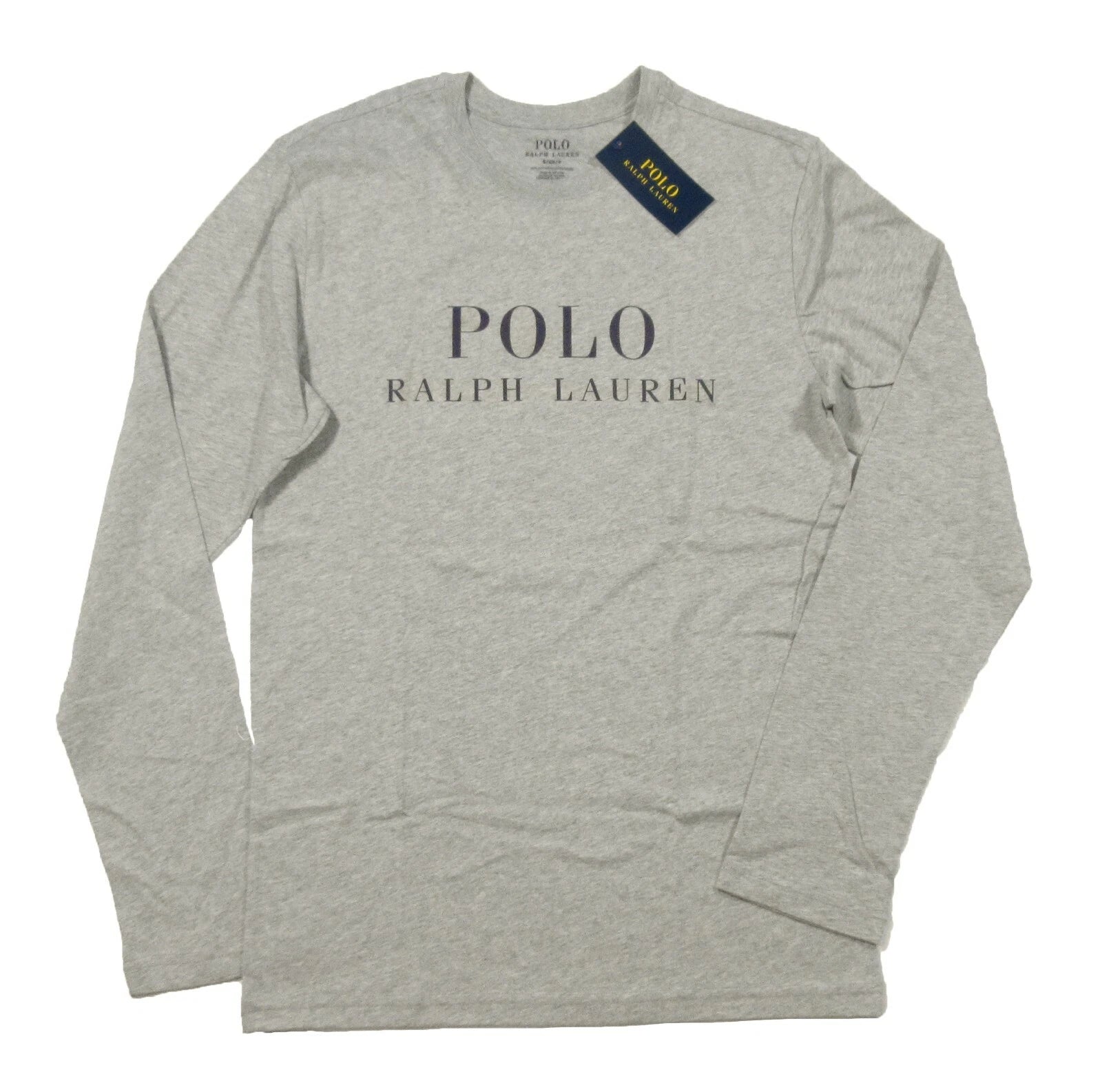 Polo Ralph Lauren Men's Grey Logo Graphic Crew-Neck Long Sleeve Sleep T-Shirt