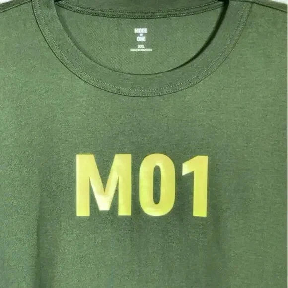 MODE OF ONE 'MO1' Black Forest Green T-Shirt Regular Fit Cotton Lightweight L