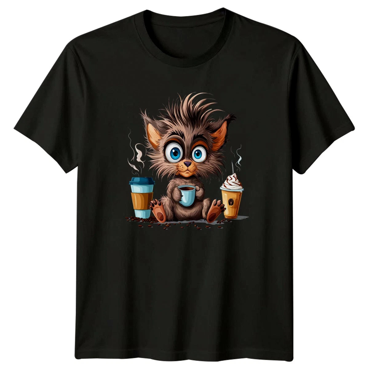 Kitten Drinking Coffee T-Shirt Cat Lover Coffee Lover Animal Birthday Gift