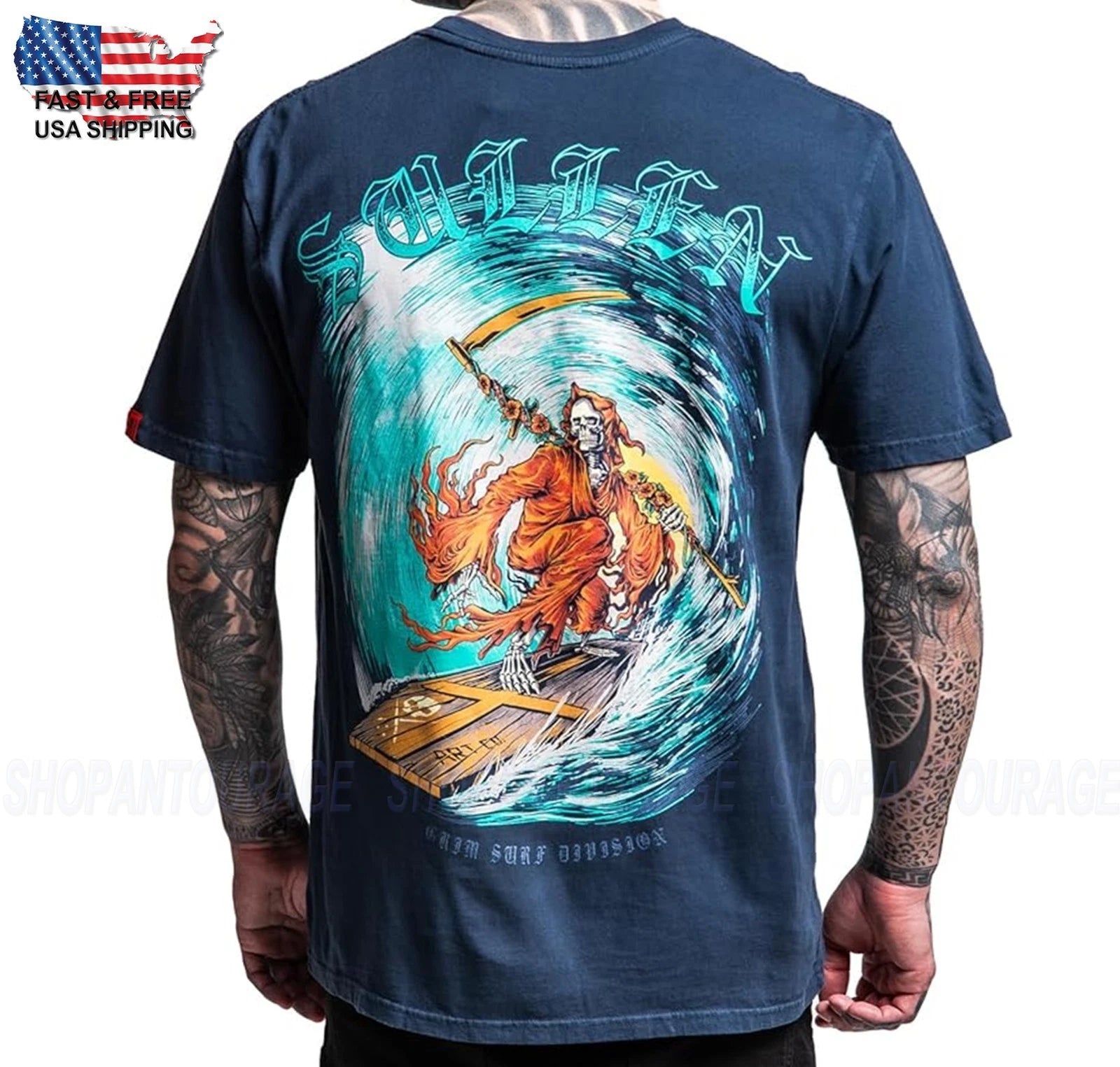 Sullen Art Collective Grim Surf Premium Fit SCM8139 Short Sleeve T-shirt For Men