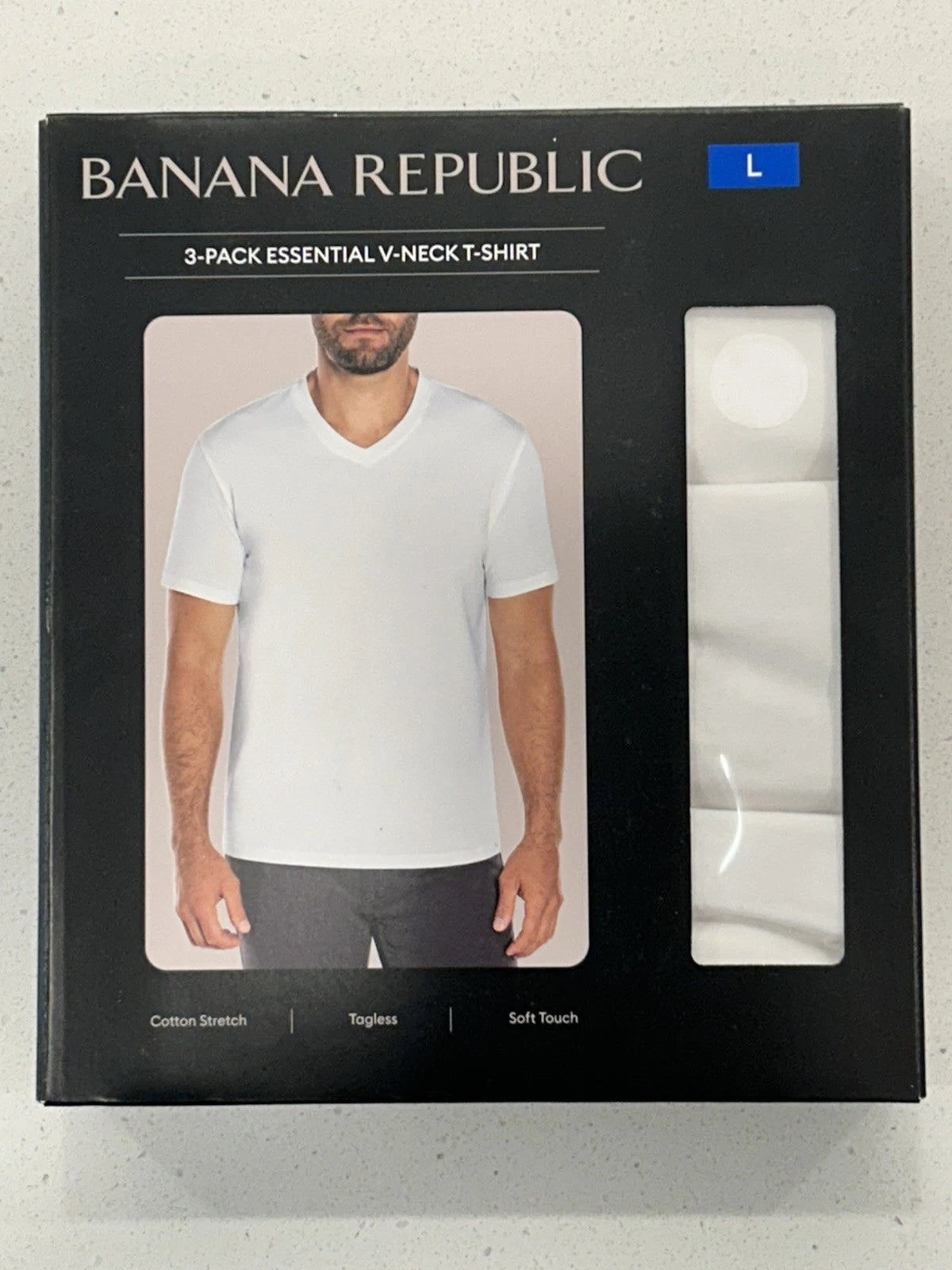 Banana Republic 3-Pack Essential Men's V-Neck Tee-Shirt Large White