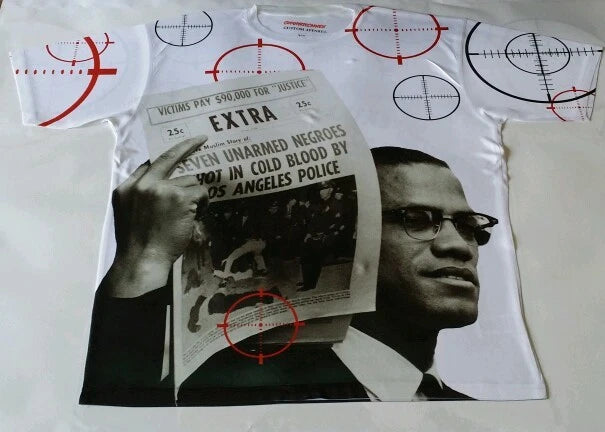 Custom Malcolm X "Target" Sublimated Shirt  pantone powder galaxy bred