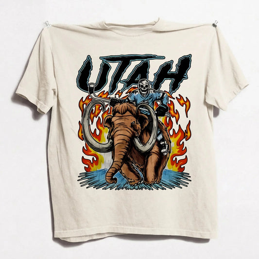 Utah Mammoth Ice Hockey Skeleton Vintage Comfort Color T-shirt