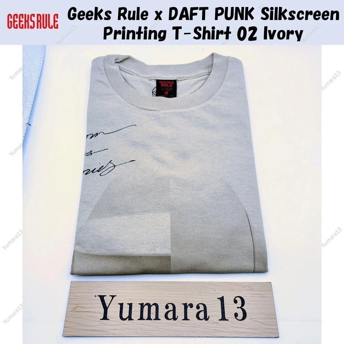 Geeks Rule x DAFT PUNK Silkscreen Printing T-Shirt 02 Ivory