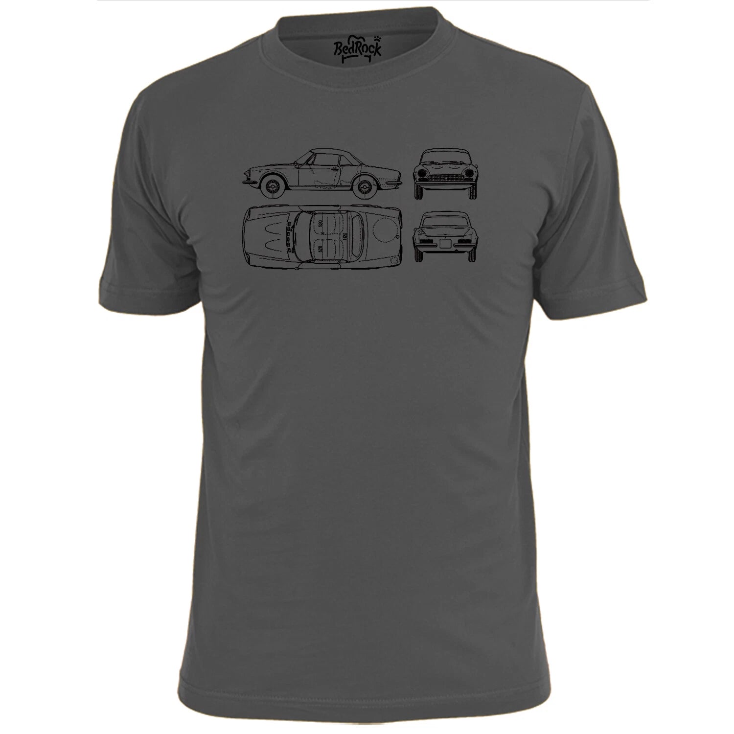 Mens Fiat 124 Spider Blueprint Retro Car T Shirt Classic Motor