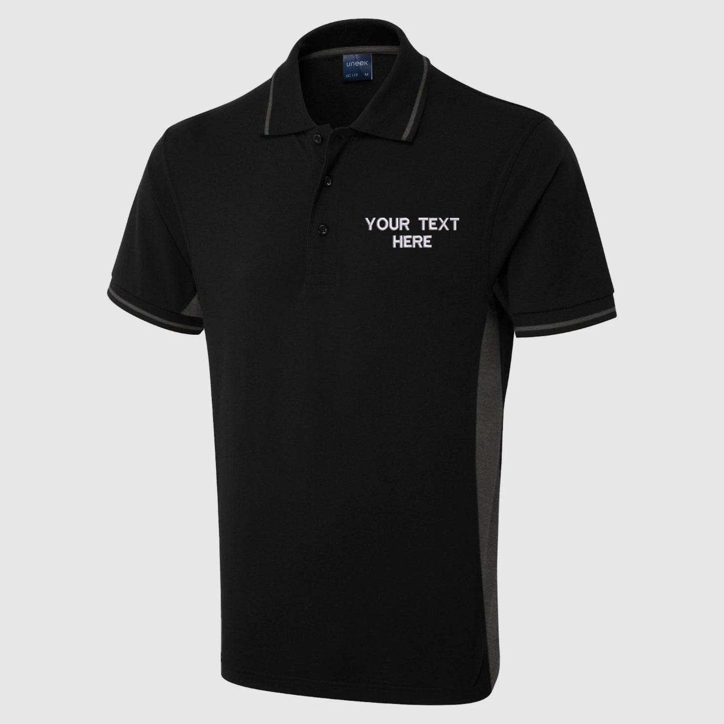 Personalised Embroidered Two Tone Contrast Polo Shirt Your Text Here Sports Top