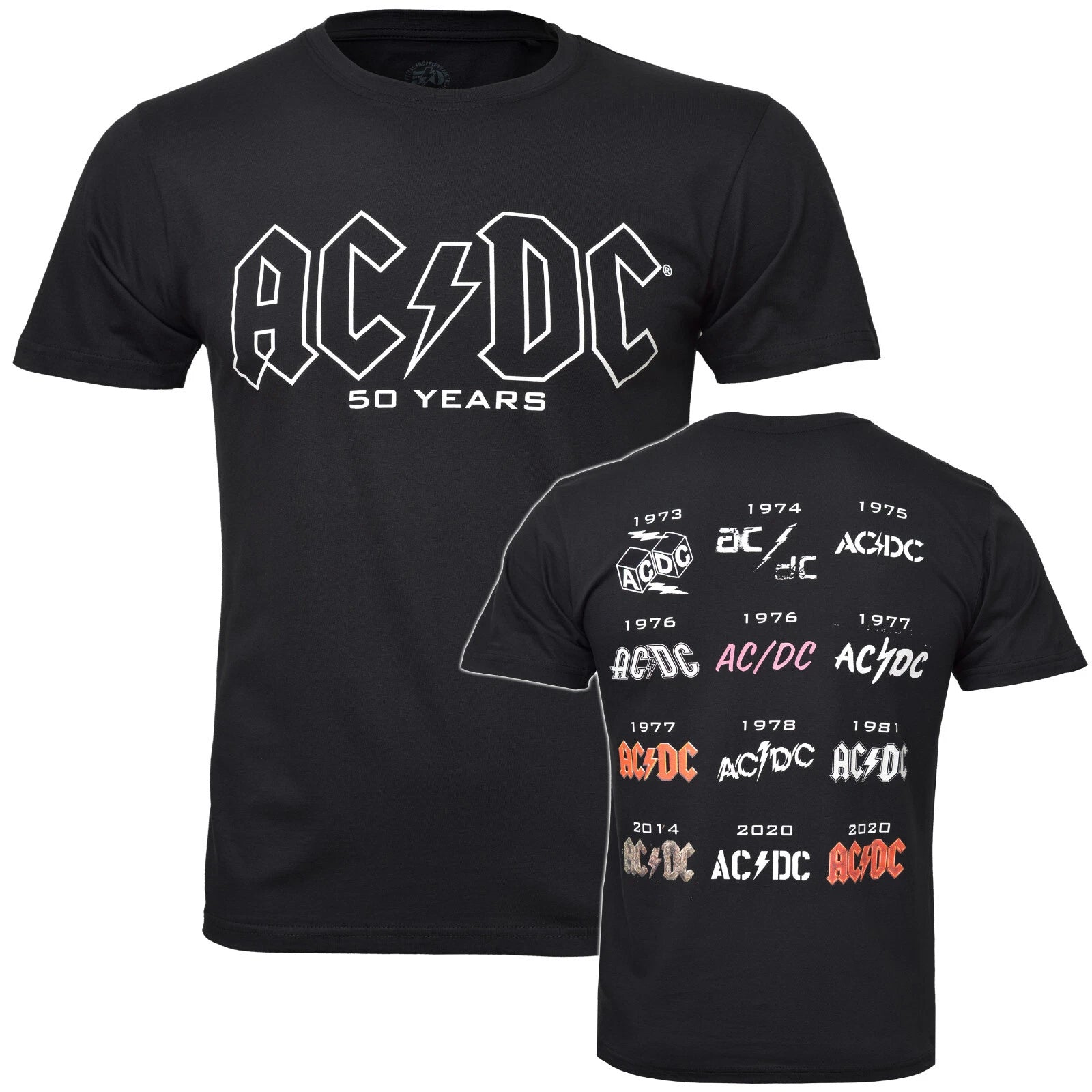 Official AC DC Logo History T Shirt 50Th Anniversary Fifty Years S to XXL New