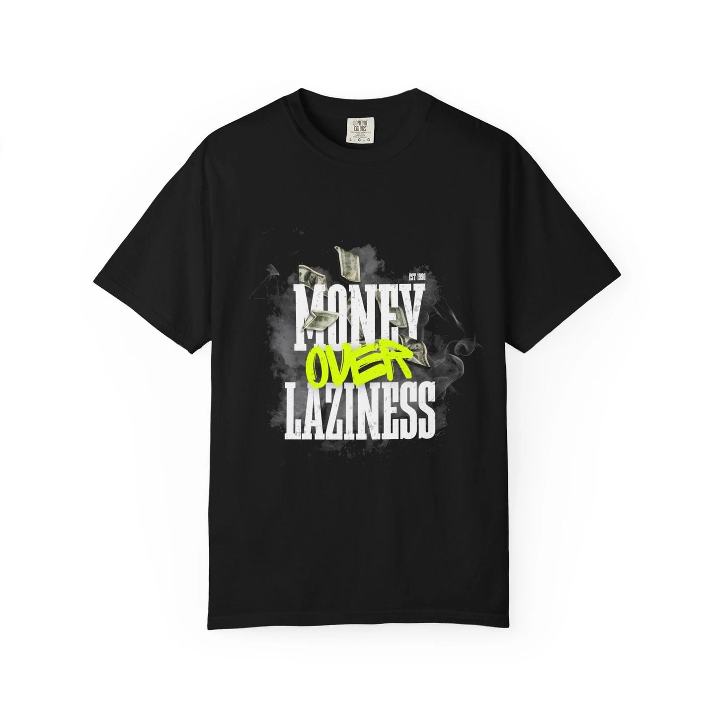 Money Over Laziness Graphic T Shirt Neon Graffiti Streetwear