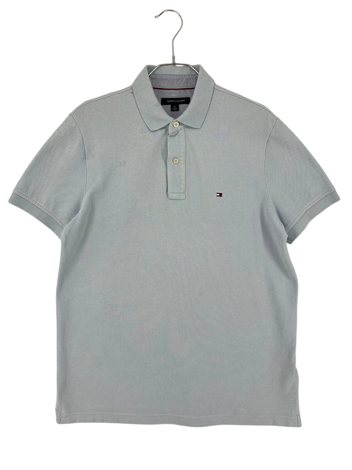 TOMMY HILFIGER Grey Polo Neck T-Shirt Men Size M