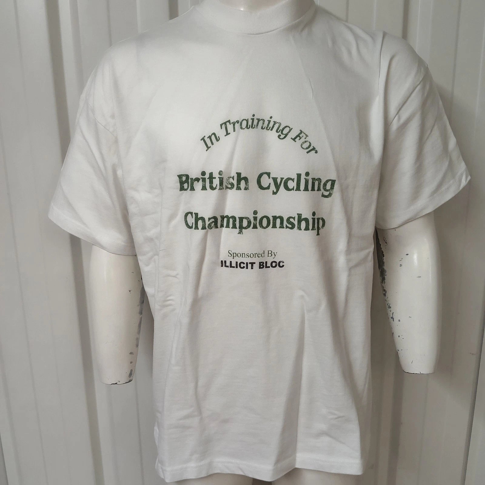 Illicit Bloc British Cycling T-Shirt White 300GSM 100% Cotton Small/Large/XL