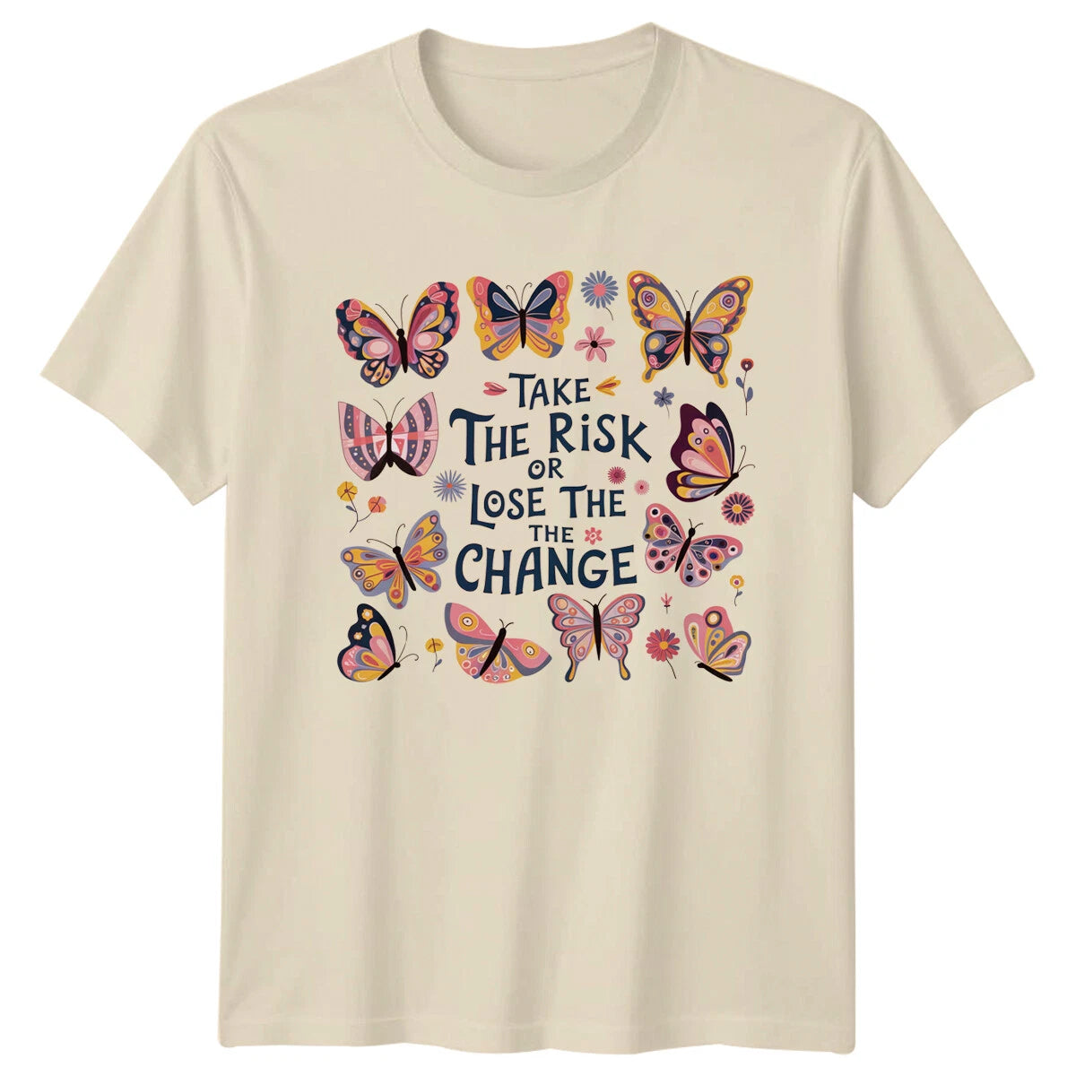 Butterfly Take The Risk T-Shirt, Boho Vintage Style, Adult Graphic Tee
