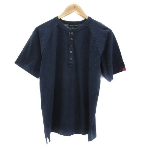 Simple Life Men’s Navy Henley Neck Tee M Cotton Stretch Short Sleeve AB Used
