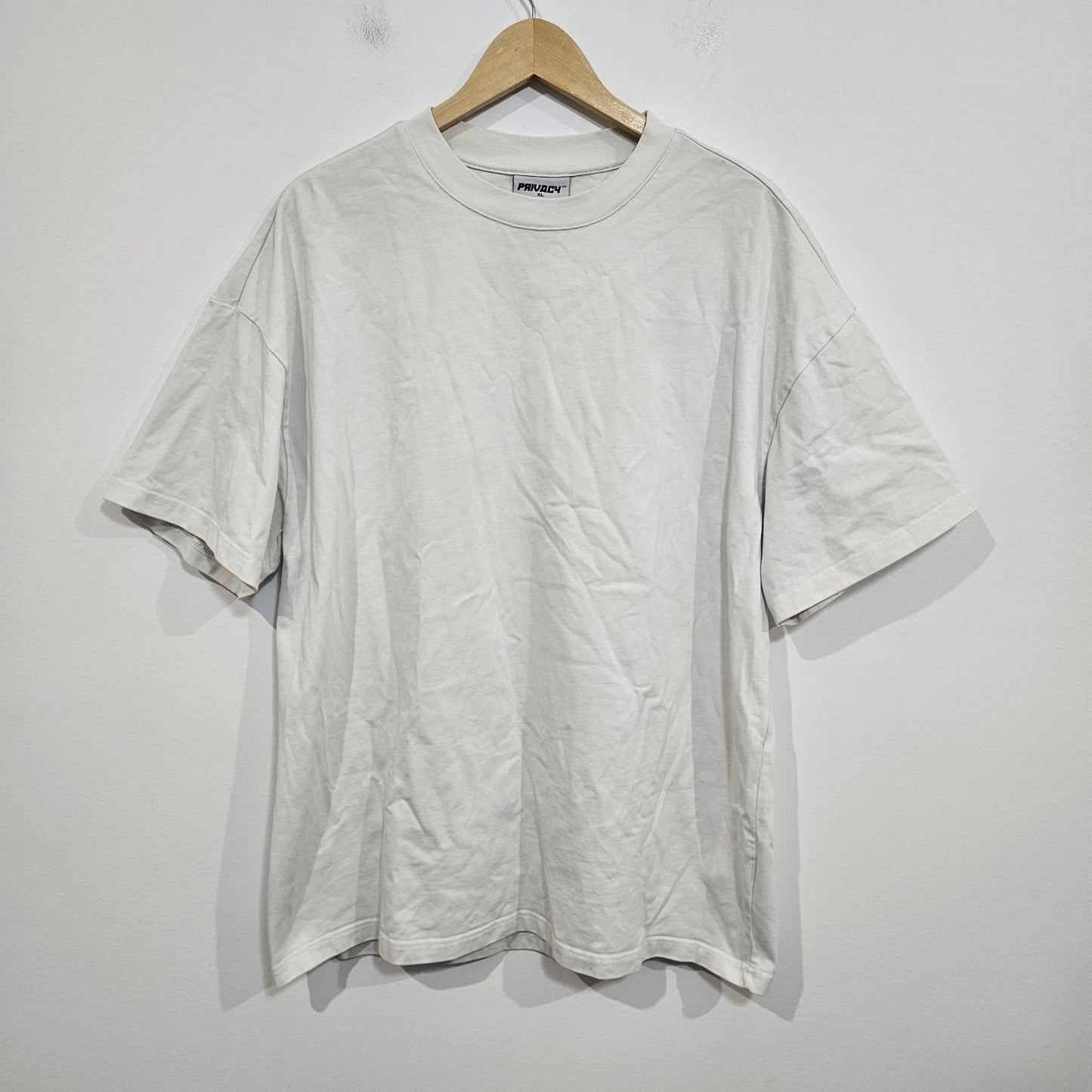 Privacy Blank White T-Shirt Size XL Oversized Boxy Fit Heavy Weight Cotton Tee