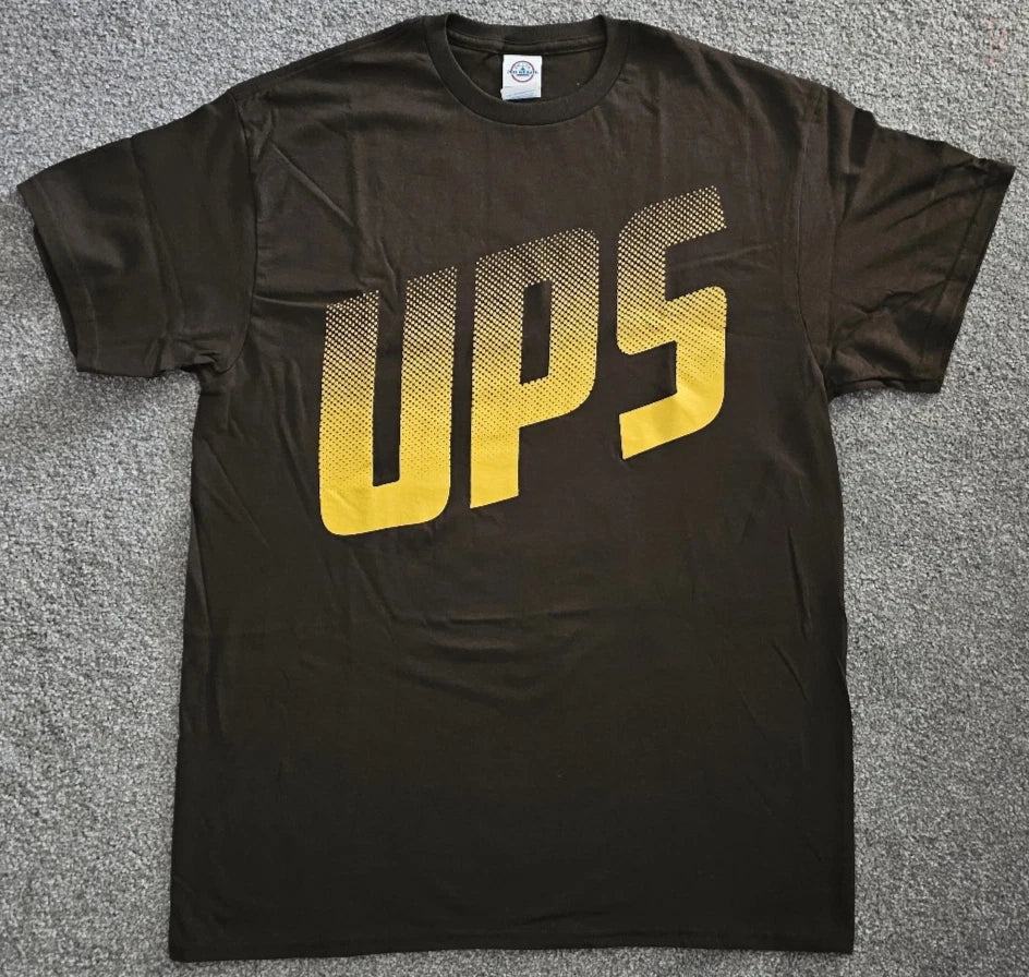 vintage UPS men's T-SHIRT dots TEE delta pro BROWN s/s COTTON size LARGE