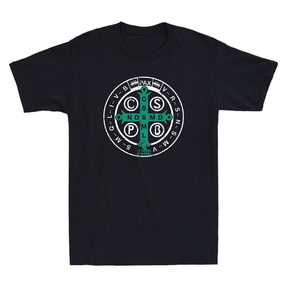 Religious Catholic St. Benedict Medal Funny Christian Gift Vintage Men's T-Shirt