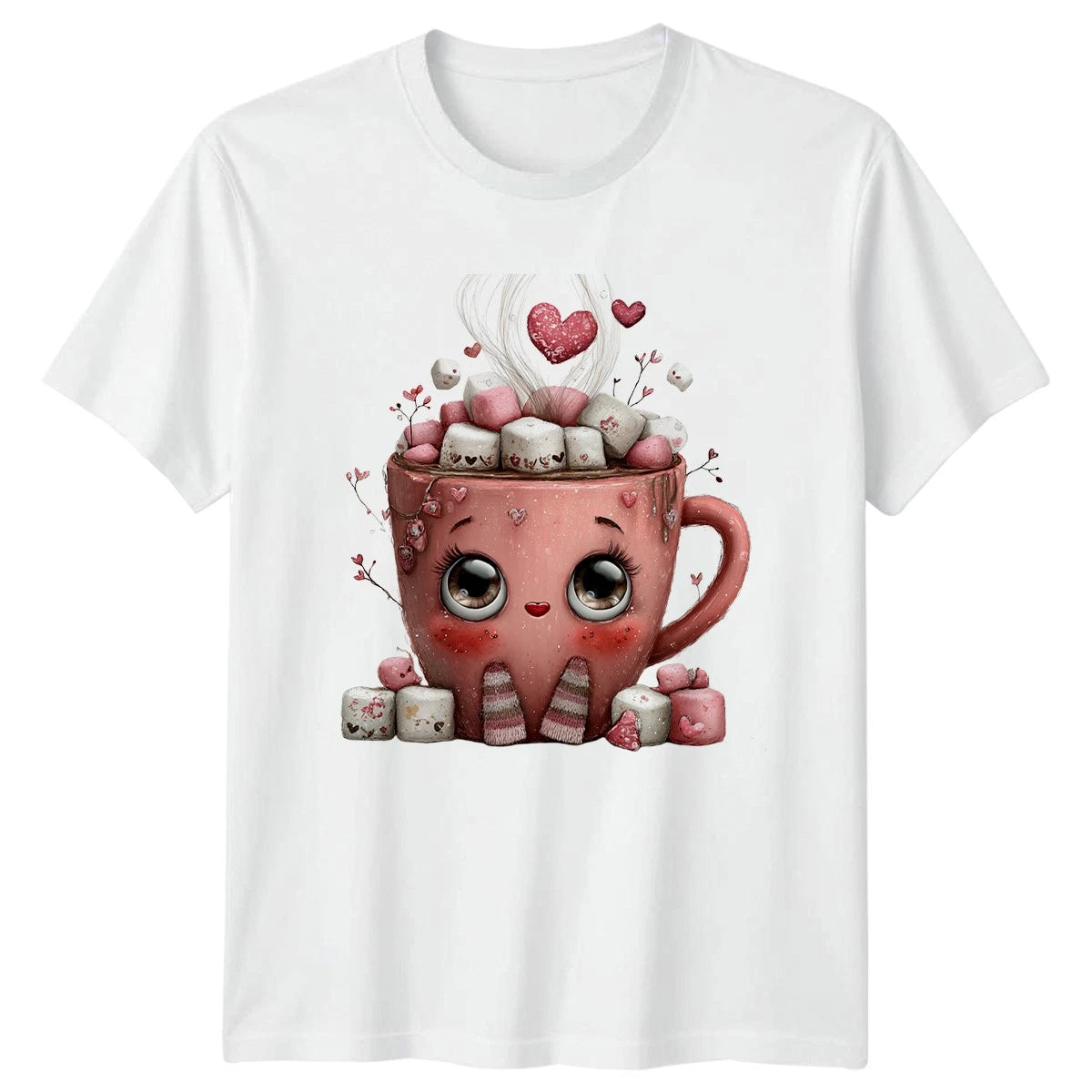 Hot Chocolate Mug Kawaii Graphic Tee Women�s Men�s Unisex Top