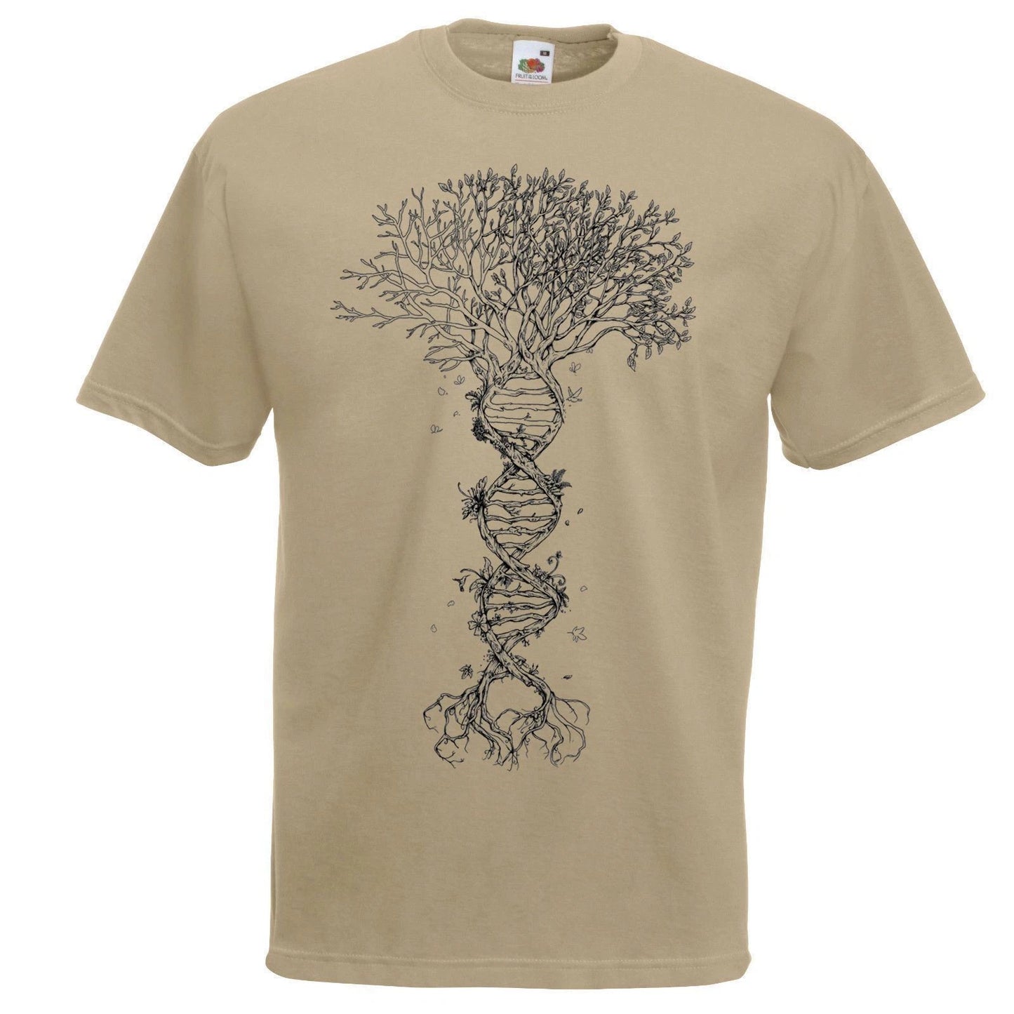 Adults Tree of Life DNA Human Genetic Code Sacred Symbol Unisex Khaki T-Shirt