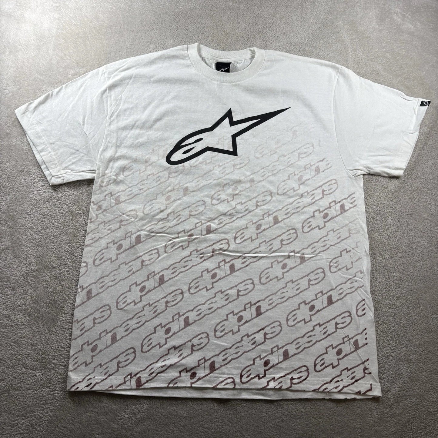 Vintage Y2K AlpineStars Men’s XL White T Shirt Grunge Motorcross NEW 2000s AOP