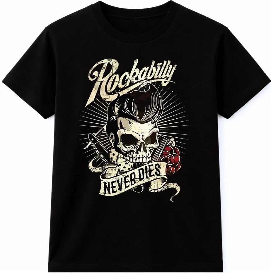 Skull Rose T Shirt Vintage Gothic Rockabilly Tattoo Style Graphic Tee