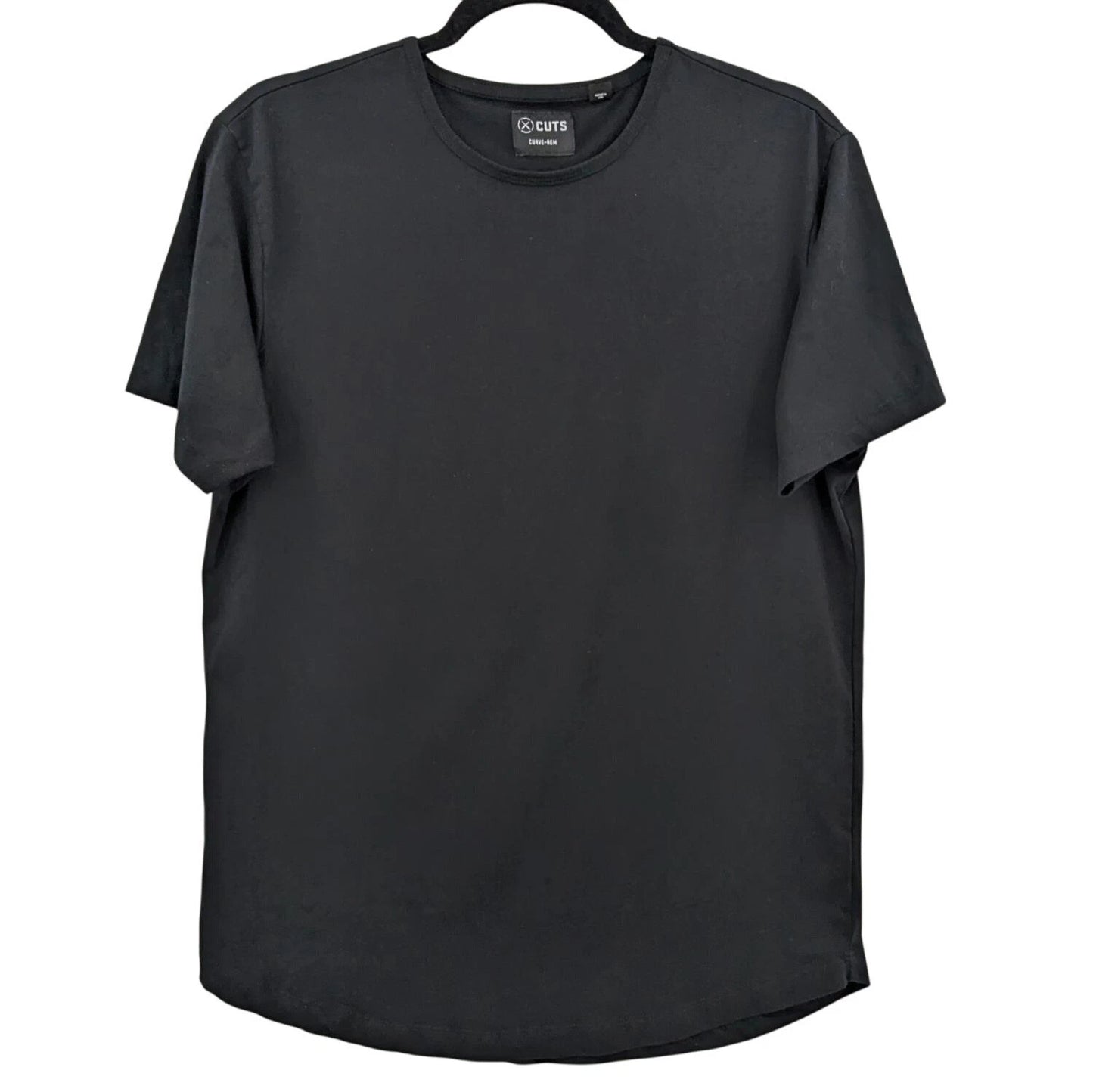 Cuts Black Curve Hem Performance T Shirt Men Size L Minimalist Athleisure Modern