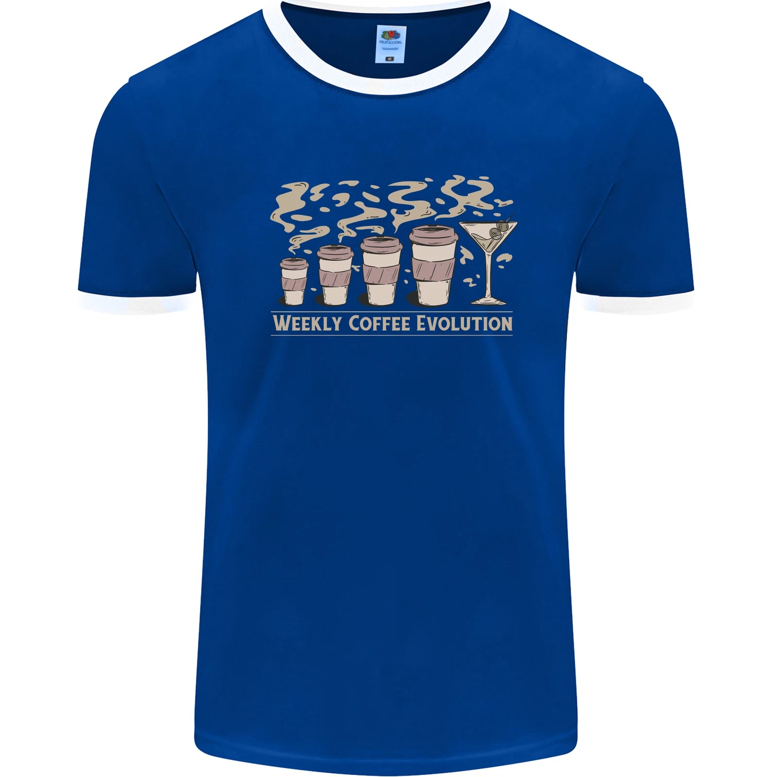 Weekly Coffee To Alcohol Evolution Wine Mens Ringer T-Shirt