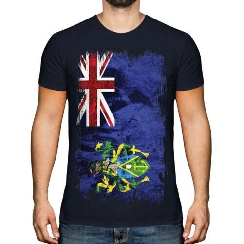 Pitcairn Isole Grunge Bandiera T-Shirt Maglia Regalo Abbigliamento Camicia