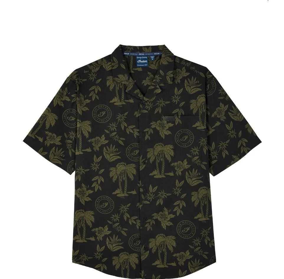 Indian Motorcycle Men's Palm Print Script Icon Shirt Green 2865625