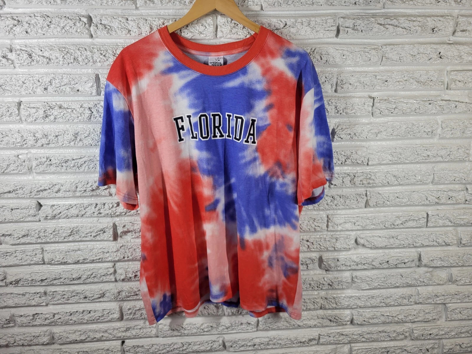 Creative Apparel Men's 2XL Red Tie-Dye Florida T-Shirt Cotton Blend Jersey Tee