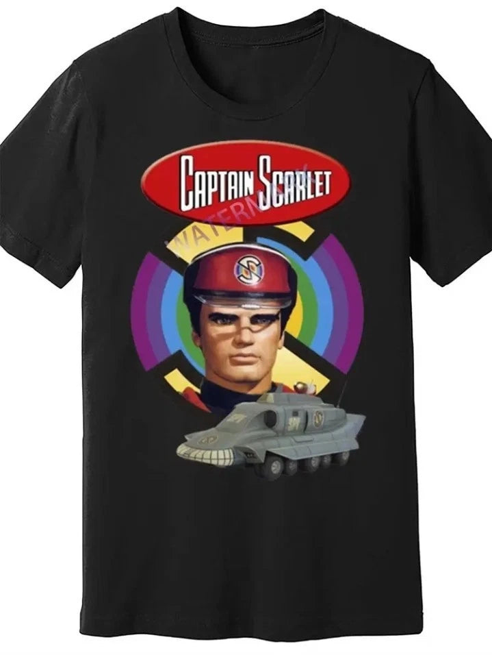 Captain Scarlet Retro Vintage 60s Sci-Fi Graphic Black Men's T-Shirt S-3XL