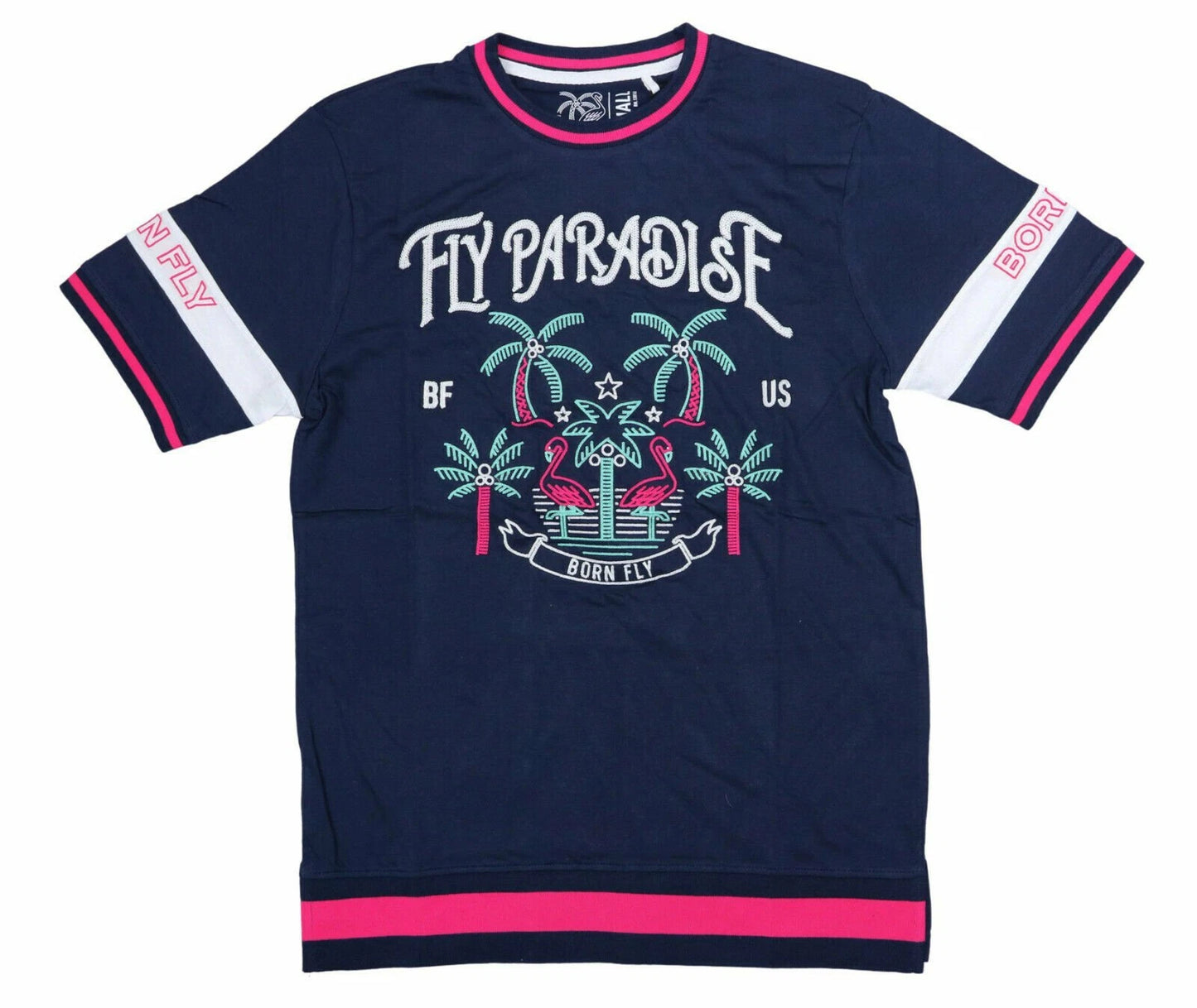 Born Fly Tropical Paradise Slim Fit Short Sleeve Crew Neck T-Shirt NWT
