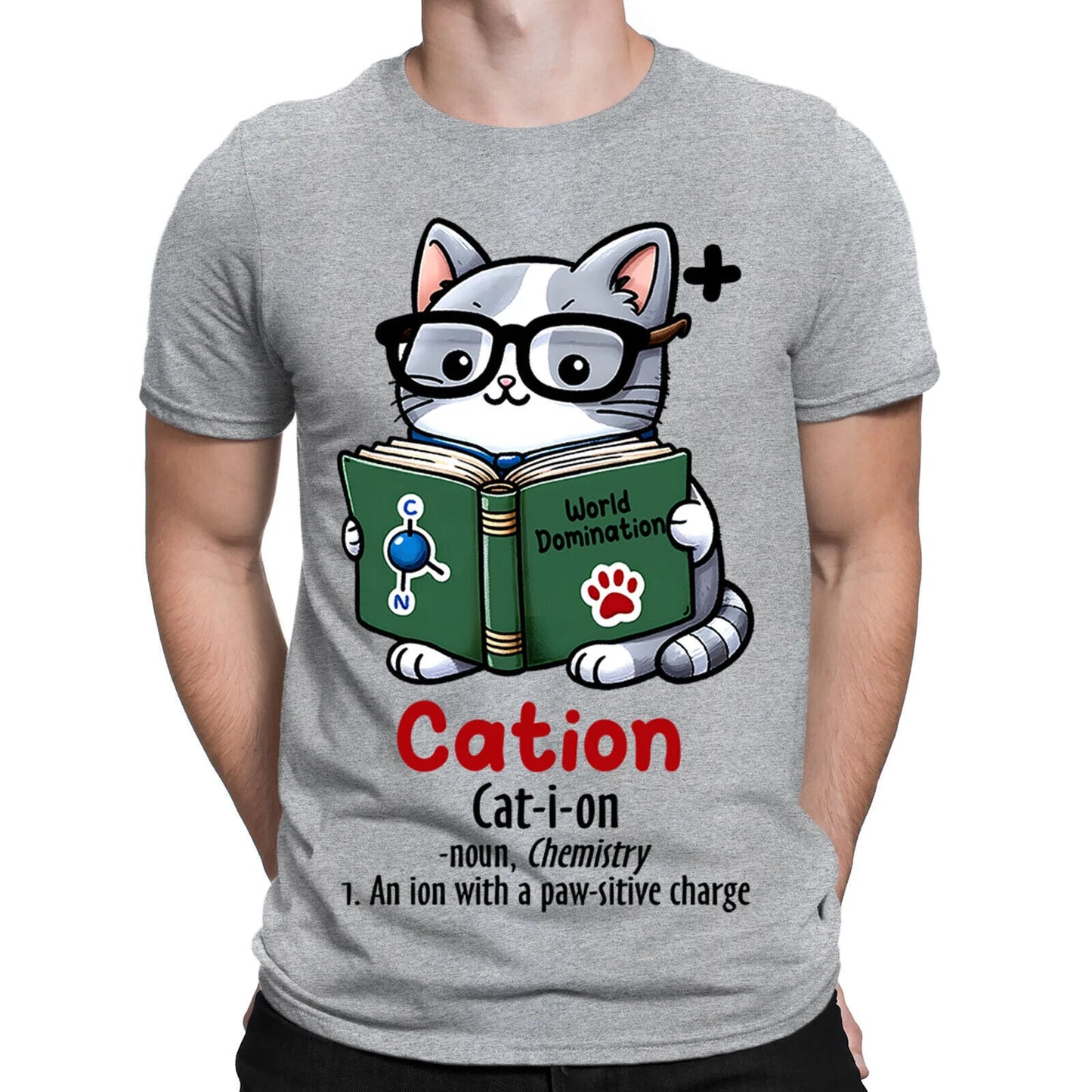 Cation Chemistry Funny Science Meets Paws Cats Humor Mens T-Shirts #BAL