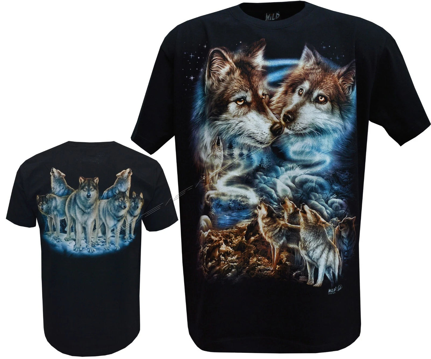 Wolf Pack T-Shirt Wolves Howling to the Spirits Stars Night Sky Forest by Wild