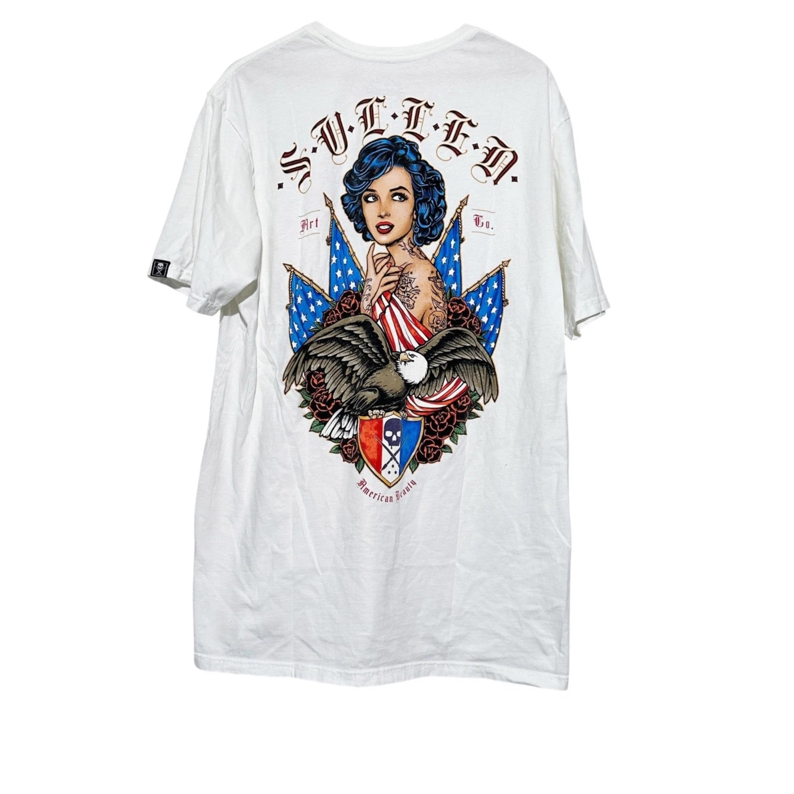 SULLEN ART CO. American Beauty Premium Graphics White Heavyweight Tee Shirt 2XL