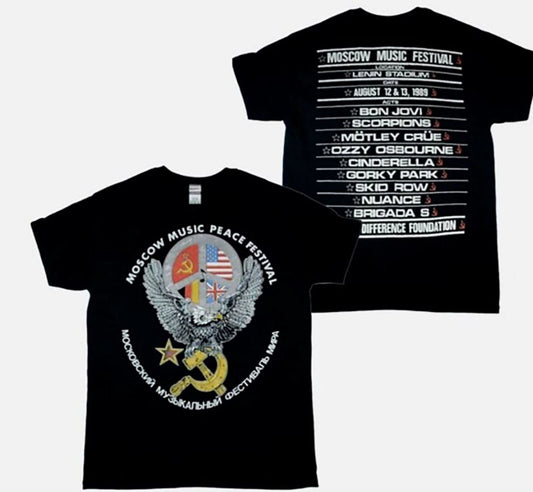 Bon Jovi Moscow Music Peace Festival 1989 T-Shirt Black Fullsize S-5XL