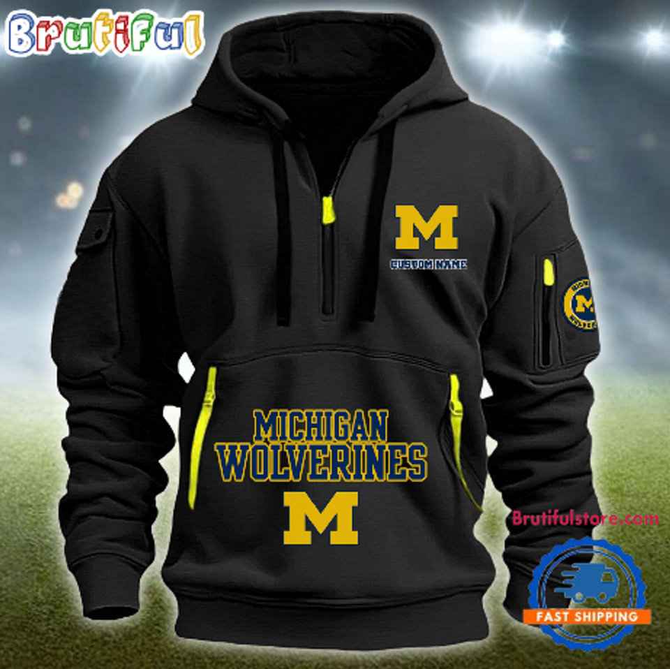 Personalize NCAA Michigan Wolverines Quarter Zip Hoodie