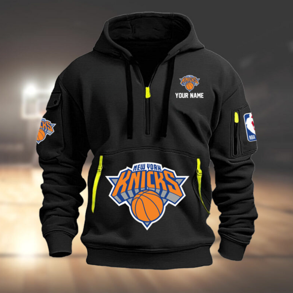 Personalize New York Basketball Team Quarter Zip Hoodie