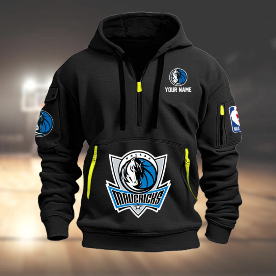 Personalize Dallas Basketball Team Quarter Zip Hoodie