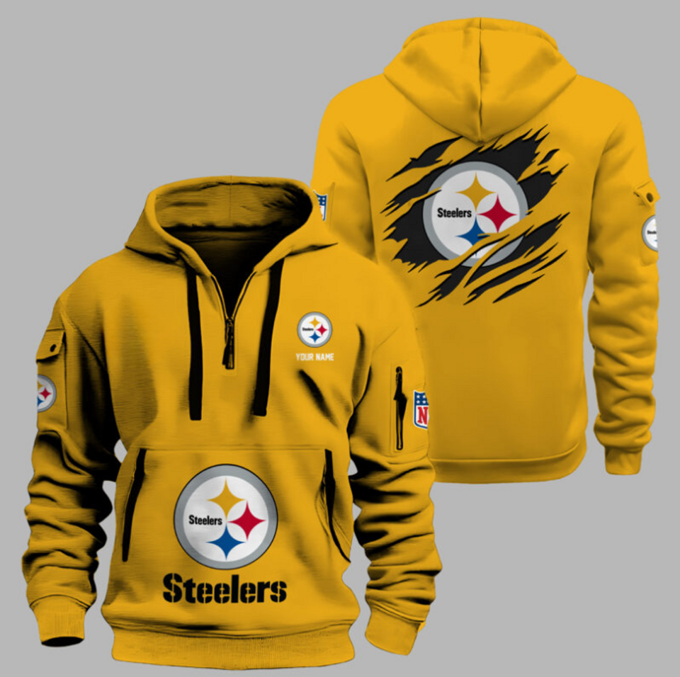 Personalize Pittsburgh Football Team Quarter Zip Hoodie