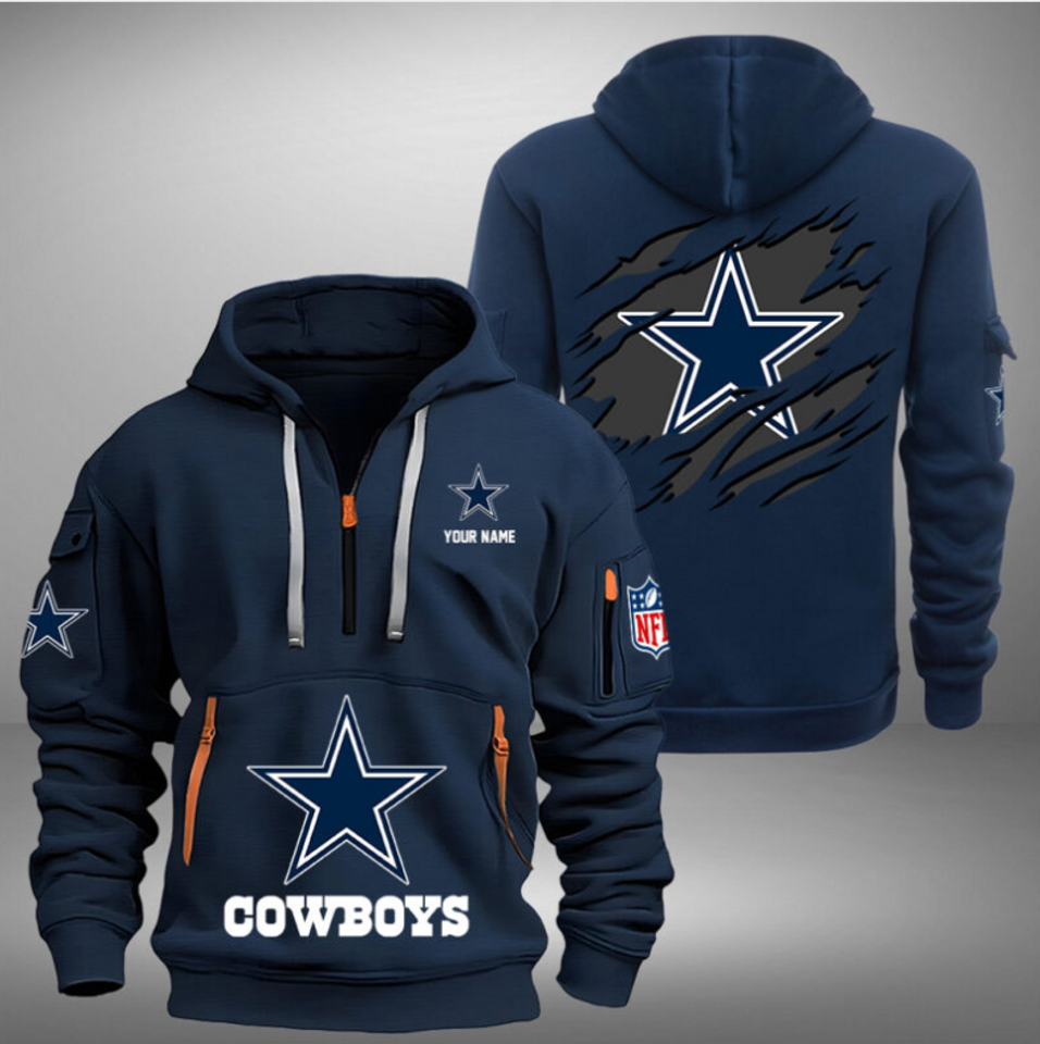 Personalize Dallas Football Team Quarter Zip Hoodie